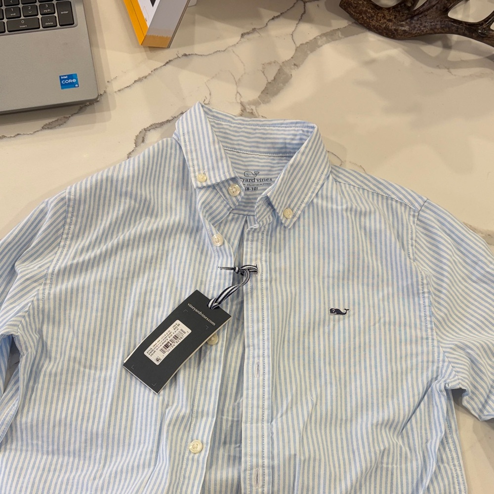 Vineyard Vines Boy’s Light Blue Striped Button Down Shirt
